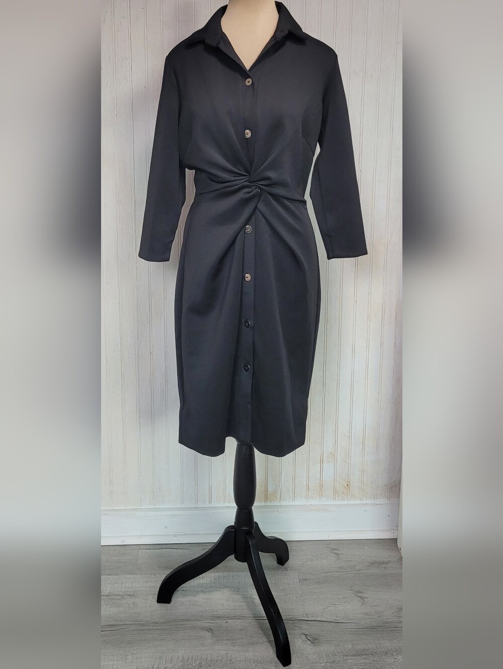 Gretchen Scott Twist And Shout Solid Black Dress Size S NWT
